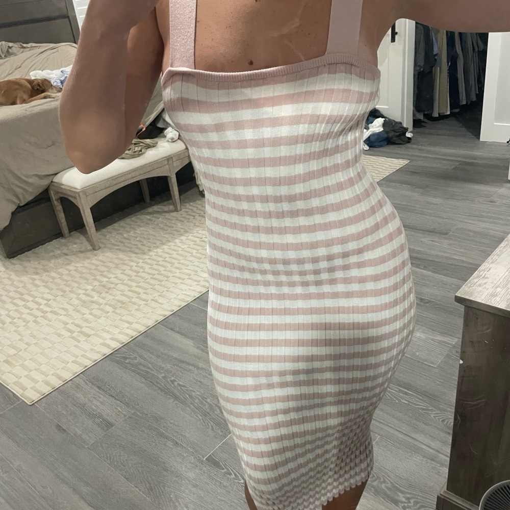 Elegant Pink Striped Dress